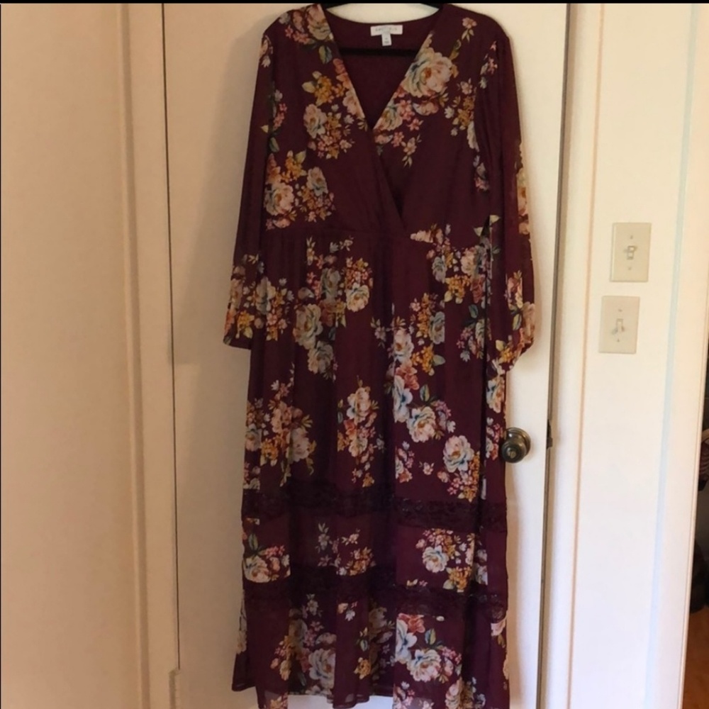 Burgundy Floral Midi/Maxi Dress